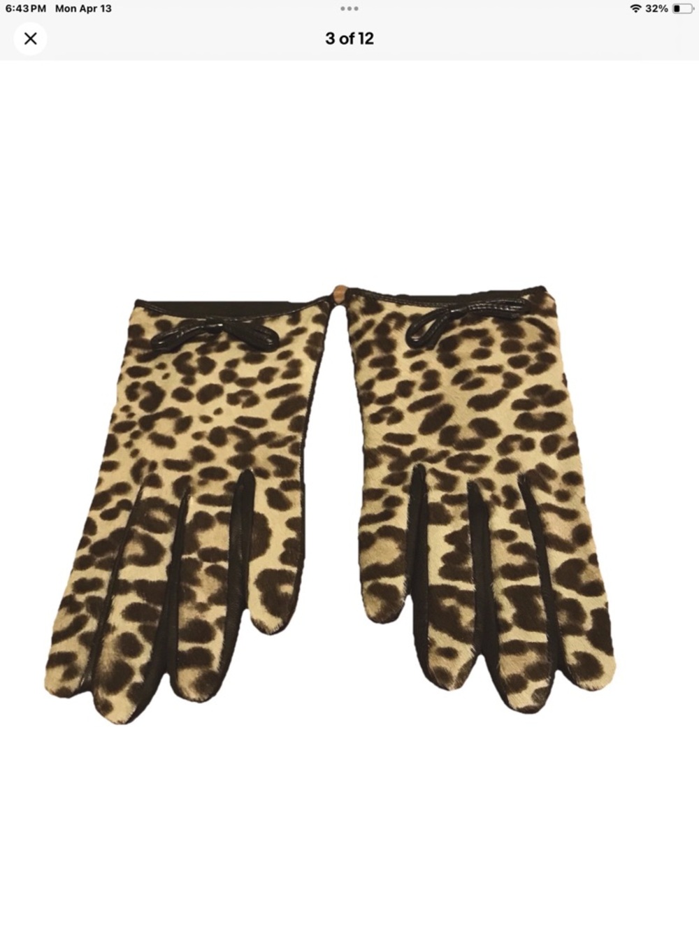 Coach 83874 Women’s Ocelot Haircalf Silk Lined Leather Gloves NWT Sz 7.5